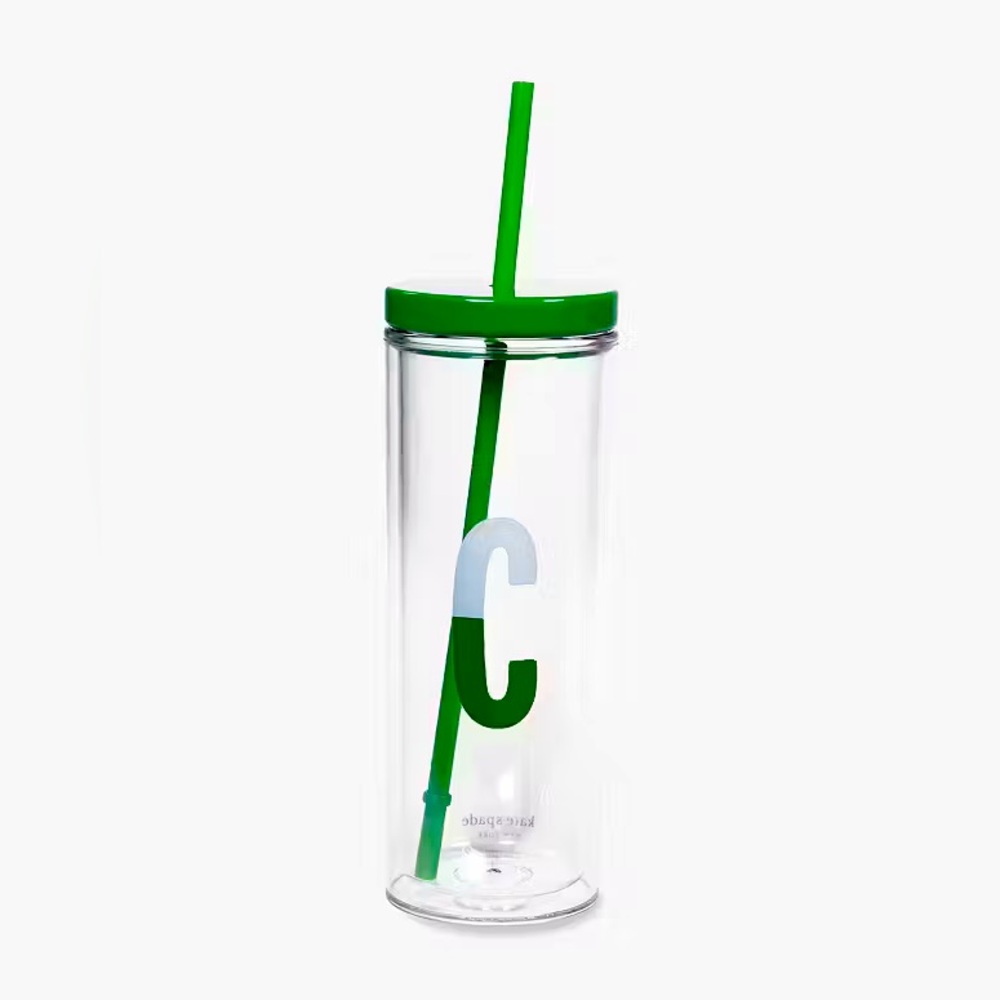 ⚡️15 Kate Spade New York  “C” 20-ounce insulated initial tumbler reusable straw